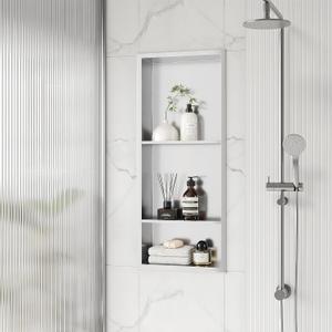 Qeke Stainless Steel Shower Niche 12" X 29", 3-Tiers Wall Niche, Brushed