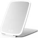 Rechargeable Folding Makeup Mirror with LED Lights, 10" x 7" Large View, 3 Lighting Modes, 2000mAh Battery & Magnetic Closure for Home & Travel (White)