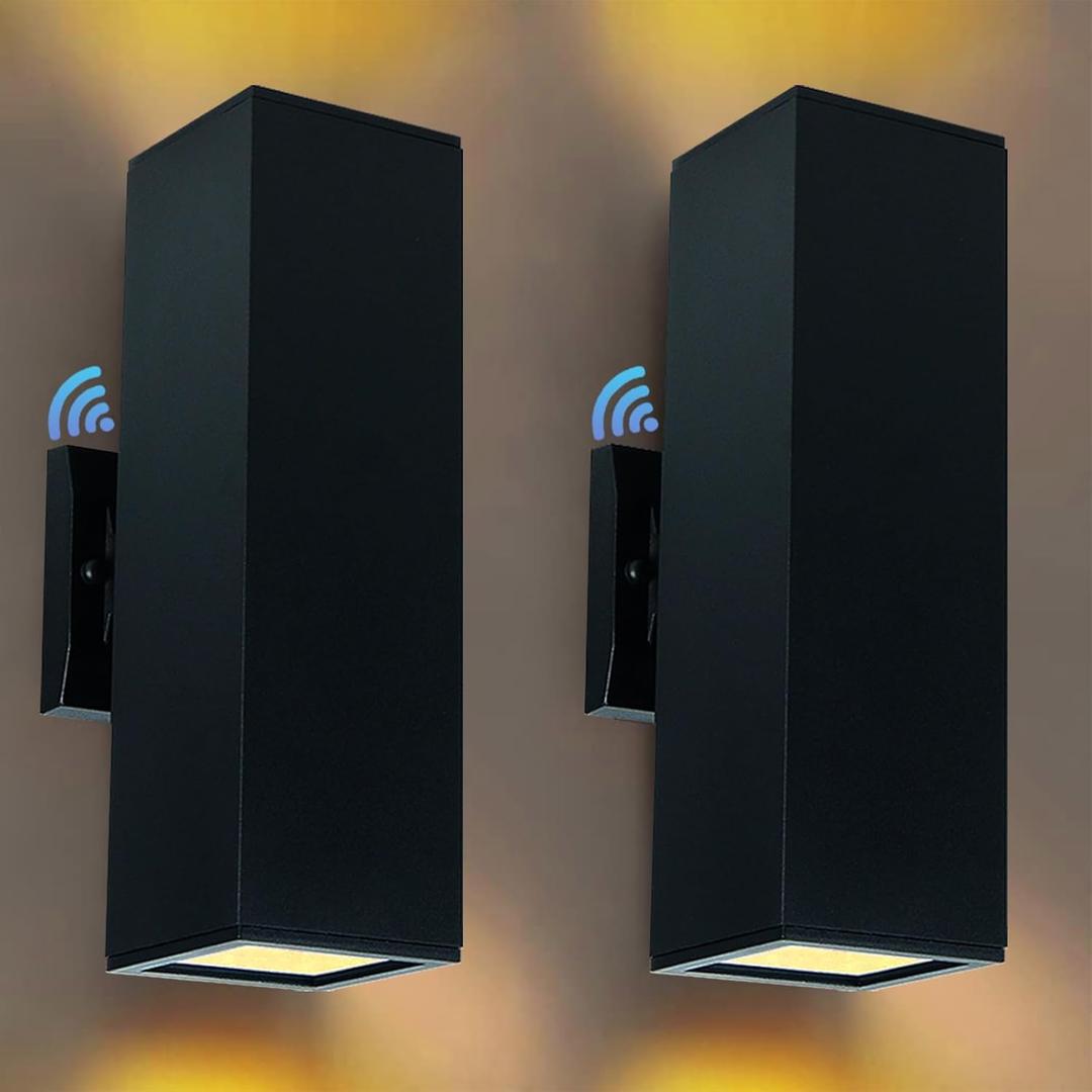 Up and Down Lights Outdoor Wall Light Dusk to Dawn, Exterior Light Fixture Wall Mount 2 Pack, Matte Black Front Porch Light, IP65 Outdoor Wall Sconce for Patio, Garage, Front Door - ETL Listed