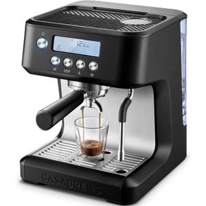 CASABREWS Ultra Espresso Machine with LCD Display, 20 Bar Espresso Maker with Powerful Milk Frother, Customizable Brewing Temperature, Barista-Level Latte and Cappuccino Machine for Home, Black