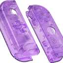 eXtremeRate Clear Atomic Purple Joycon Handheld Controller Housing (D-Pad Version) with Full Buttons, DIY Replacement Shell Case for Nintendo Switch & Switch OLED Joy-Con Console Shell NOT Included