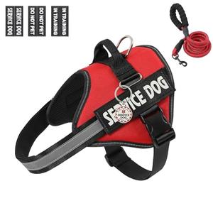 VOOPET Service Dog Vest Harness+ ID Tag and Leash Set+6 Patches,No Pull&Adjustable Reflective Dog Harness for Training,Suitable for Small Medium and Large Dogs, S