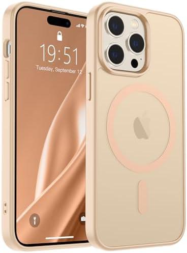 SUPFINE Magnetic for iPhone 14 Pro Case (Compatible with MagSafe) (Military Grade Drop Protection) Slim Translucent Matte Shockproof with Anti-Fingerprint Phone Case,Sand Pink