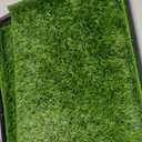 HQ4US Dog Grass Pad with Tray, Odor Free Grass Pee Pad for Dog Litter Box | Small Dog Potty Tray No Grate, Artificial Grass Fast Drainage, Hemmed Edge, Realistic, Fake Grass for Indoor Balcony, Size: S(No Grate) - 22" x 14" for Dog＜19'' Length