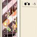 JTWIE [3 In 1 For Google Pixel 6 Case, With Screen Protector, [Upgraded Enhanced Camera Protection][Microfiber Lining] Shockproof Liquid Silicone Phone Case For Google Pixel 6. (Stone) - Color Stone