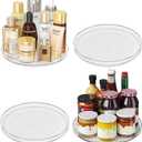 4 Pack Lazy Susan Turntable Organizer with Non-Slip Mat, 9 Inch, Clear | 360 Rotating, Easy Clean, Spice Rack for Kitchen Counter, Pantry Cabinet, Fridge, Spinning Tray for Bathroom, Makeup Vanity
