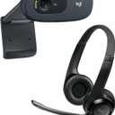 Logitech USB Headset H390 with Noise Cancelling Mic & C270 Desktop or Laptop Webcam, HD 720p Widescreen for Video Calling and Recording