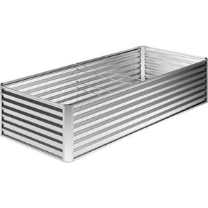 8x4x2FT Galvanized Raised Garden Bed,Planter Raised Beds-Metal Garden Box,Large Plant for Outdoor Planting, Vegetables Bed，Flower,herb-Silver