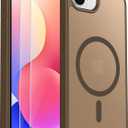 SPIDERCASE Designed for iPhone 16e Case, Magnetic Translucent Matte Case with 2PCS Tempered Glass Screen Protector Anti-Scratch Slim Phone Case for iPhone 16E 6.1'', Brown