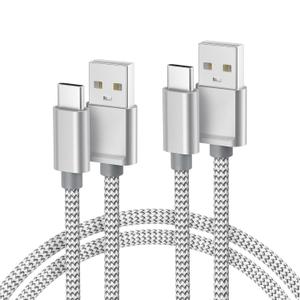 Basesailor for iPhone 17 16 Pro Max Charger Cord,USB to USB C Cable 6.6FT/2Pack,Type C Charging Power Cord for Apple 15 iPad 10 Air 4 5,Samsung Galaxy S25 S24 S23 S22 Plus Ultra,A52 A53 A54,Pixel 9 8 (Silver)