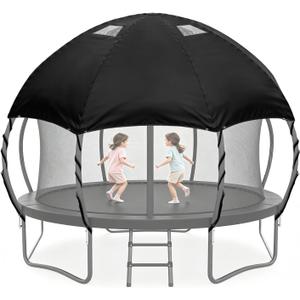 Trampoline Cover 12FT Waterproof Heavy Duty – All-Weather Outdoor Dome Tent with Clear PVC Skylight, Support Poles, Fits Round Trampolines as Trampoline Tent Cover