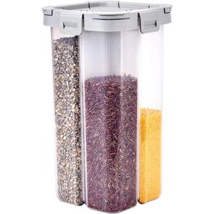 WINIAER Airtight Cereal Storage Container, Clear 2.3L Airtight Kitchen Food Storage Container with Lids and Compartments for Grain, Sugar, Flour, Rice, Nuts, Snacks