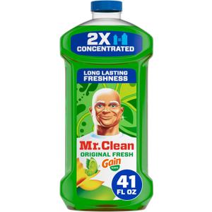 Mr. Clean All Purpose Cleaner, Floor Cleaner for Mopping Home, Bathroom, & Kitchen, Cleaning Liquid for Mop & Bucket, Cleaning Supplies, Multi-Surface Dilutable, Gain, 41oz
