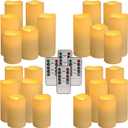 YOROXRG Set of 24 Waterproof Outdoor Flameless Candles, LED Candles with 4 Remote and Timer,(H 4" 5" 6" x D 2.2"),for Christmas,Halloween,Wedding,Festival