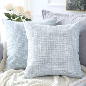 OTOSTAR Linen Throw Pillow Covers Set of 2 Decorative Square Pillowcases Cushion Covers 20x20 Inch for Home Decor Sofa Bedroom Car 50 x 50CM Blue Grey