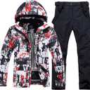 Mens Ski Jacket and Pant Set Waterproof Ski Outfits for Men Snowboarding Jacket Winter Warm Mens Snow Suit (X-Large, Ty238+black)