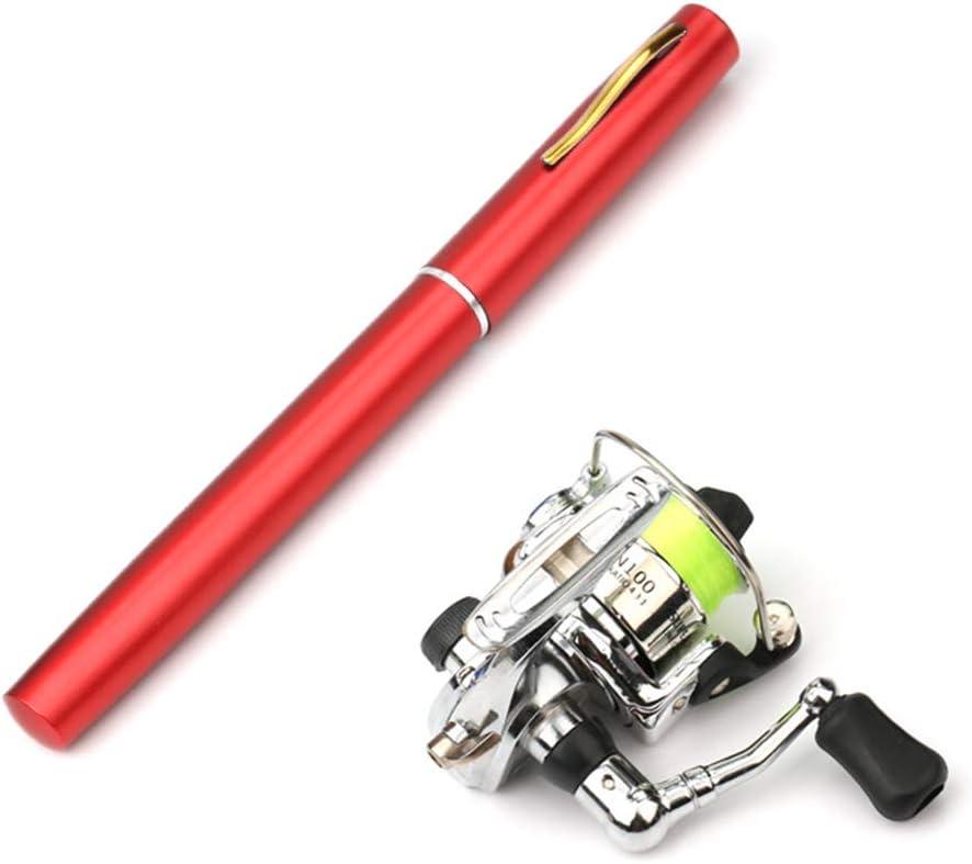 Lixada Fishing Rod Reel Combo Mini Pen Fishing Pole Kit Telescopic Fishing Rod Spinning Reel Combo Kit (1.6 m, Red)