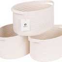 Medium and Large Woven Basket//With Handle, Used for Toys and Fabric Storage Basket used for Storing xl Storage Box, Decorative Storage Box Room 2pack (13L*9W*7H White, L13W9H7)
