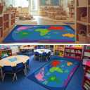 Drydiet 11.8 x 6.6 ft Classroom Rug Elementary Daycare Rug World Map
