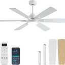 OURSTAR Ceiling Fans with Lights and Remote Control, White Ceiling Fan with Light 3-Color LED Dimmable, Memory for Lighting and Fan Reversible, 6-Speed, Timer, Indoor/Outdoor Use, 52 Inch