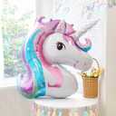 Pastel Rainbow Unicorn 3rd Birthday Party Decorations, Pink Purple Balloon with Large Unicorn Helium Balloons for Girl Birthday Party Garden & Fairy Theme Spring Decor (number 3 set)