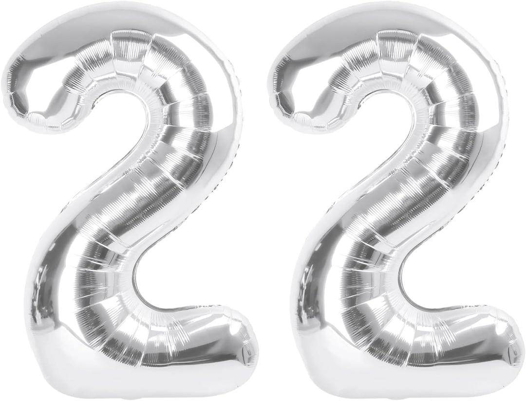 Numbers 22 Balloons, 22nd Silver Party Decorations for Girl Boys, 40 In Big 22nd Balloons for Engagement, Wedding, Celebration Party, Graduations, Photo Shoot