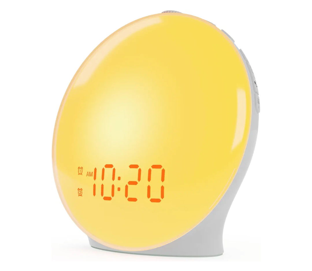 Wake Up Light Sunrise Alarm Clock for Kids, Heavy Sleepers, Bedroom, with Sunrise Simulation, Sleep Aid, Dual Alarms, FM Radio, Snooze, Nightlight, Daylight, 7 Colors, 7 Natural Sounds, Ideal for Gift
