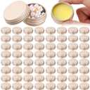 Patelai 64 Pieces Lip Balm Tin Containers Screw Top Round Tin Cans Aluminum Jar with Screw Lid, Empty Bottle Travel Cosmetic Sample Container for DIY(0.5 oz,Champagne)