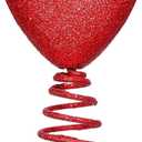 Mini Glitter Heart Shape Tree Topper Valentine Day Ornaments Heart Glitter Tree Hat Valentines Home Decorations (Red, OneSize)