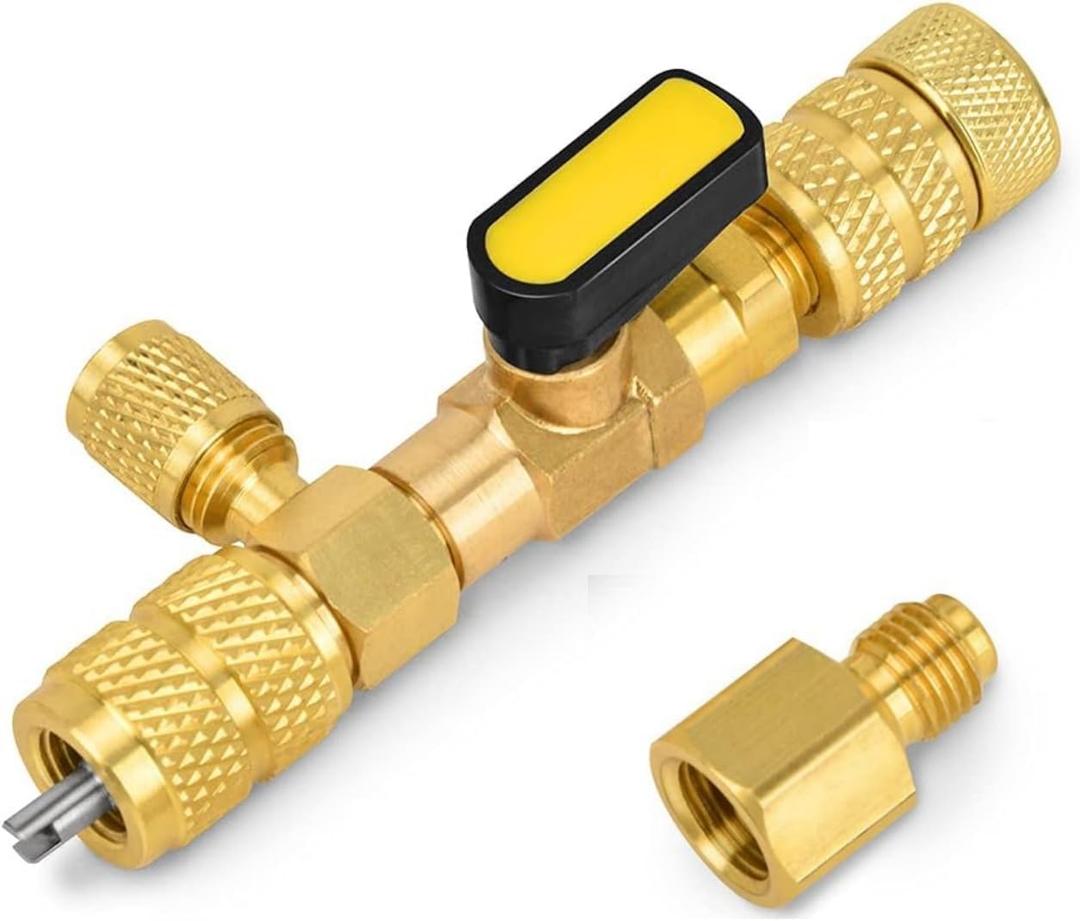 R410A R22 AC Valve Core Remover Installer Tool, Valve Core Remover, Dual Size 1/4"-5/16" Port HVAC Valve Core Removal Installer for Refrigeration Air Conditioning A/C Line Repair Tools