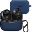 Case for Anker Soundcore AeroClip Open-Ear Earbuds, FJIASTB Soft Silicone Protective Cover with Carabiner, Shockproof (Dark Blue)