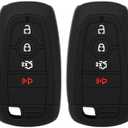 Suvnie 2 PCS Silicone Key Fob Cover, Smart 5 Button Key Fob Protection Case, Compatible with F150, F250, F350, F450, F550, Mustang (Black)