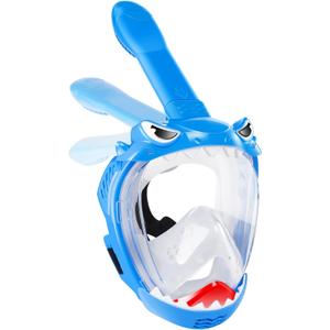 Full Face Snorkel Mask for Kids with 180 Panoramic View, Snorkeling Set Featuring Anti-Leak and Anti-Fog Foldable Dry Top Design for Safe Underwater Adventures Snorkeling Gear for Kids (Blue)