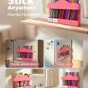 9.8" Acrylic Straw Holder for Cabinet Door - Straw Organizer with Ultra-Sticky Adhesive, Kitchen & RV Essensials, 5-Compartment Storage for Reusable Straws & Brushes, Colored Pencils, Markers (Pink)