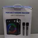 Karaoke Machine, Portable Bluetooth Karaoke Speaker with 2 Wireless Microphones, PA System for Adults Kids with LED Lights & Echo Adjustment, Supports TWS/TF/USB/AUX for Home Party (T03-2 MICS)