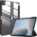 Slim Case for iPad Pro 13-inch (M5) 2025 / (M4) 2024, [Built-in Pencil Holder] Shockproof Cover with Clear Transparent Back Shell, Auto Wake/Sleep, Black