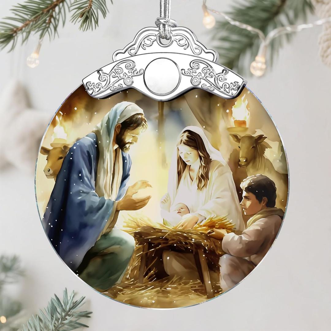 2 x Nativity Scene Ornament, Christmas Tree Ornament, Religious Christmas Ornament, Holy Family, Baby Jesus, Christian Home Decor, Religious Gifts, Christian Gifts, Gift Exchange, Gift Idea