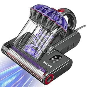 Belife M8 Mattress Vacuum Cleaner, Anti-allergen Bed Vacuum Cleaner with UV & Hot Air & High Heating, 550W 18Kpa Powerful Suction Double-Cup Handheld Vacuum for Bed, Couch, Sofa, Corded (Black)