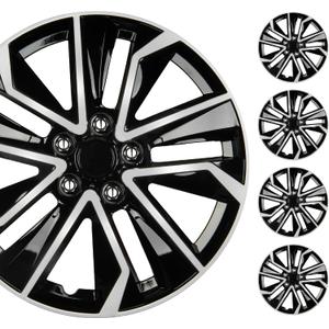 BDK 16 Inch Hubcaps Set of 4 OEM Replacement Snap-On Wheel Rim Covers - Universal Fit Car Wheel Cover for Cars, Trucks, SUV, Vans Durable ABS Black & Silver 10-Spoke Hub-Cap Car Accessories Exterior