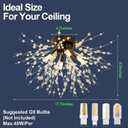 Modern Black Crystal Ceiling Light Fixture, 4-Light Mini Crystal Sputnik Firework Chandelier, Semi Flush Mount Ceiling Light Fixtures for Bedroom Kitchen Hallway Entryway Bathroom Closet(Matt Black)