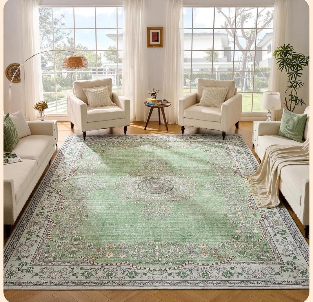 Istana 8x10 Area Rug - Green 8x10 Rugs for Living Room - Foldable 8x10 Rugs for Bedroom - Stain Resistant 8x10 Washable Rug - Eco-Friendly 8x10 Area Rugs - Easy to Clean Living Room Rug 8x10