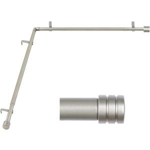 Heavy Duty Corner Window Curtain Rods 36 to 72 Inch, HOTOZON 1 Inch Telescoping Single Drapery Rod, Antique Silver, End Cap Finials (36-72"(2 Sides))