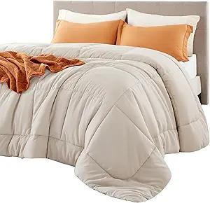 Bedsure Comforter Duvet Insert - Quilted Comforters Queen Size, All Season Duvet, GentleSoft™ Down Alternative Bedding, with 8 Tabs, Gifts for Women/Men, Linen, Queen 88 x 88 Inches