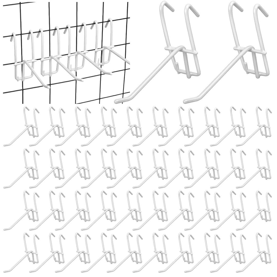 100 Pcs Gridwall Hooks 4 Inch Metal Display Hooks for Grid Panel Heavy Duty Hook for Grid Wall Accessory, Retail, Home Setup, Storage, Garage, Trade Show (White)