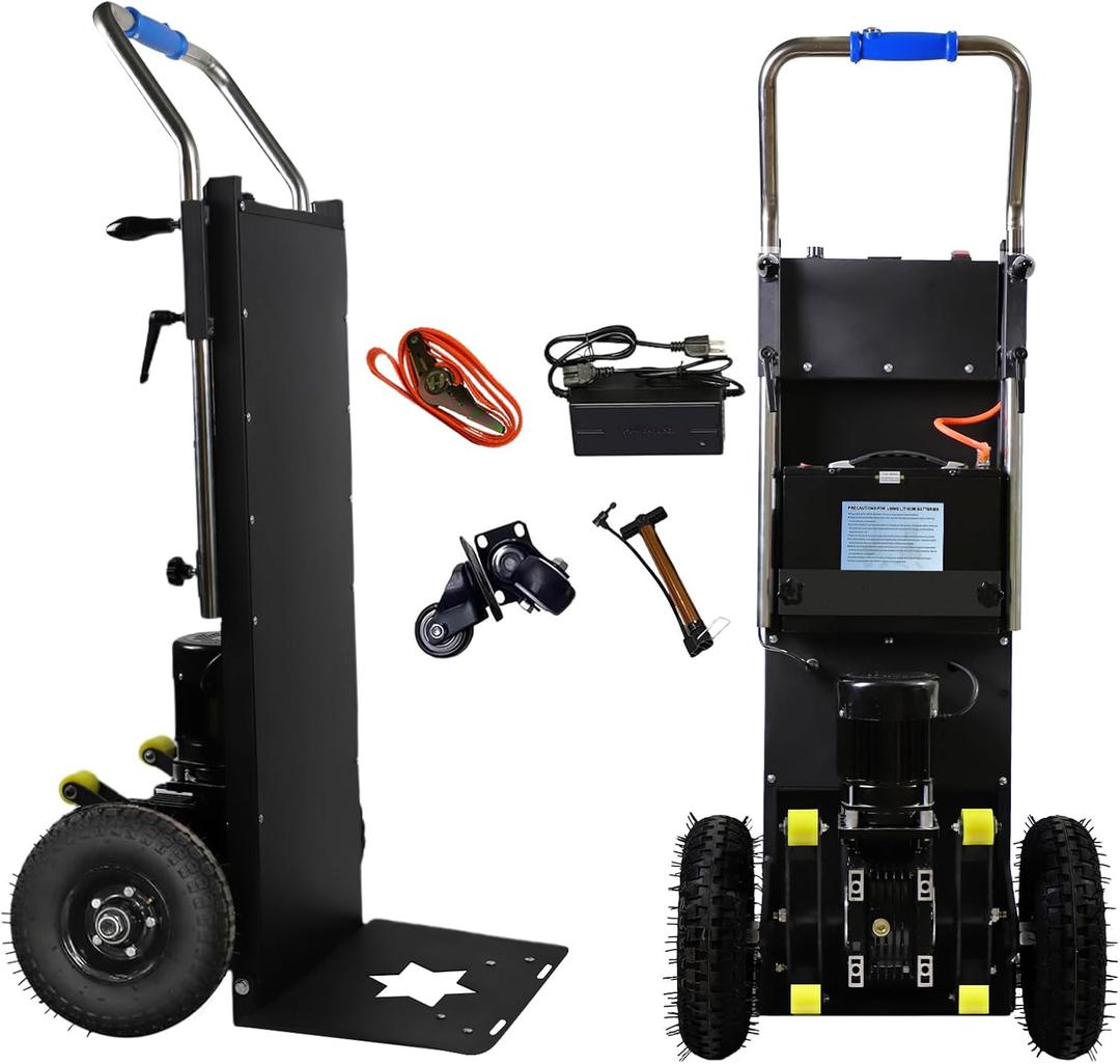 Electric Stair Climbing Dolly, Heavy Duty Cart 880lbs Capacity 1200W Motorized Hand Truck with Foldable Design for Moving Furniture Fridge Appliance(Black)