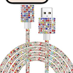 Aolcev for iPhone Charger Cord 4FT [MFi Certified] Fast Charger Cable Cute Bling Sparkling Diamond Phone Charger Cord USB A Charging Cable for iPhone 14 13 12 11 Pro Max 8 7 6 Plus for iPad 9 8 7th