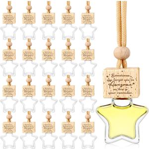 Teenyyou 36 Pcs Star Shaped Car Fragrance Diffuser Bottle Bulk - Appreciation Gifts Set Hanging Glass Diffusers with Inspirational Message for Coworker Teacher Staff Thank You Gift (Sometimes)
