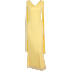 Parthea Women's Summer Formal Wedding Guest Dresses Sleeveless Backless Long Elegant Evening Party Maxi Bodycon Dress (L, Yellow)