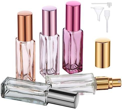 Segbeauty 5pcs 10ML Perfume Travel Refillable, Mini Cologne Perfume Bottles Empty, Portable Atomizer Sprayer for Perfume Travel Size Spray Bottle Pocket Glass Spray Bottles Toiletries Sample Dispenser