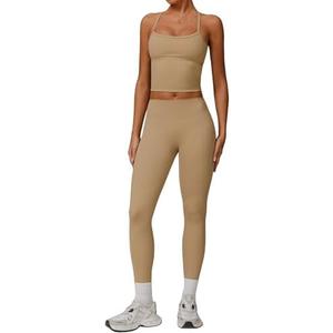 QBGJTD Women's Workout Sets Two Piece Cross Back Tank Top Matching High Waist Leggings Sets Gym Outfits Work Out Clothes S